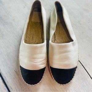 Tory Burch Leather Colorblock Espadrille Flat Size 8.5